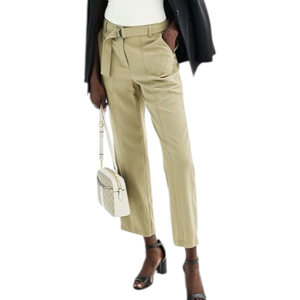 Nine West NWT Belted Cargo Pants Women’s Large Mayfair Brown High Rise Utility